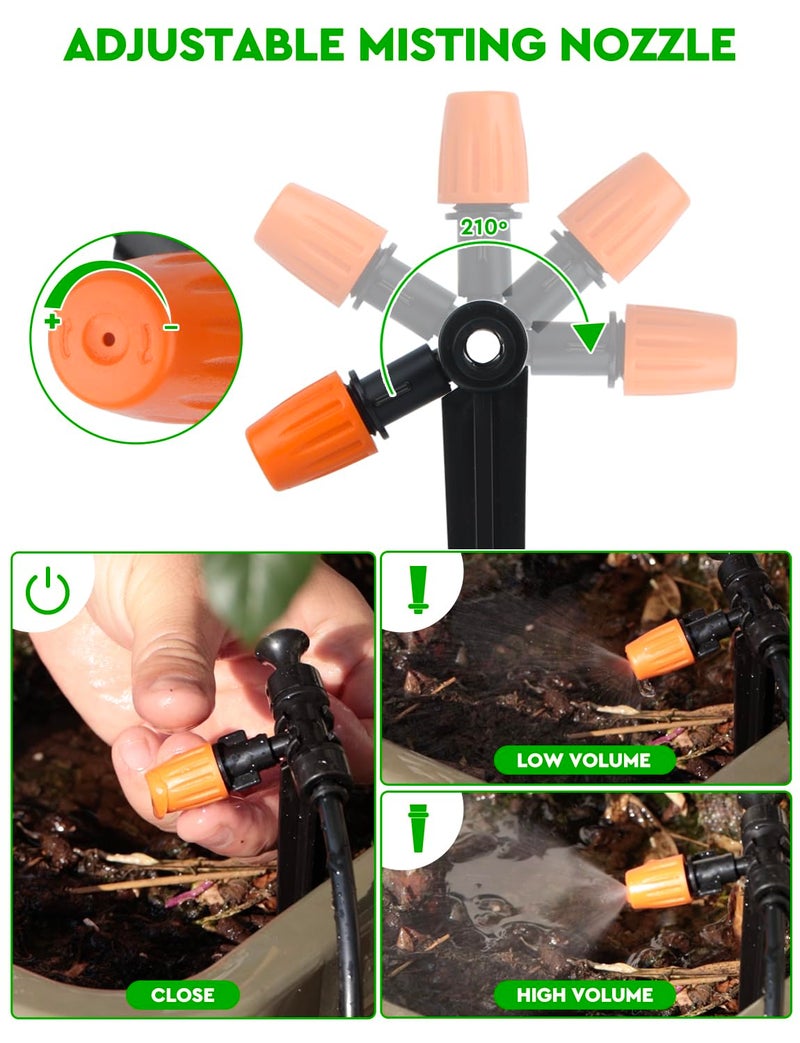 Landtouch Drip Irrigation System, 40FT 1/2" Mainline & 100FT 1/4" Tubing, with Adjustable Drip Emitters Misting Sprinkler, Efficient Sprinkler System Kit for Flower Bed, Raised Bed, Greenhouse, Lawn - Image 5